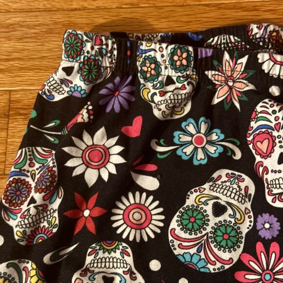 Sugar Skull Floral Print Leggings -Large - Picture 4 of 8